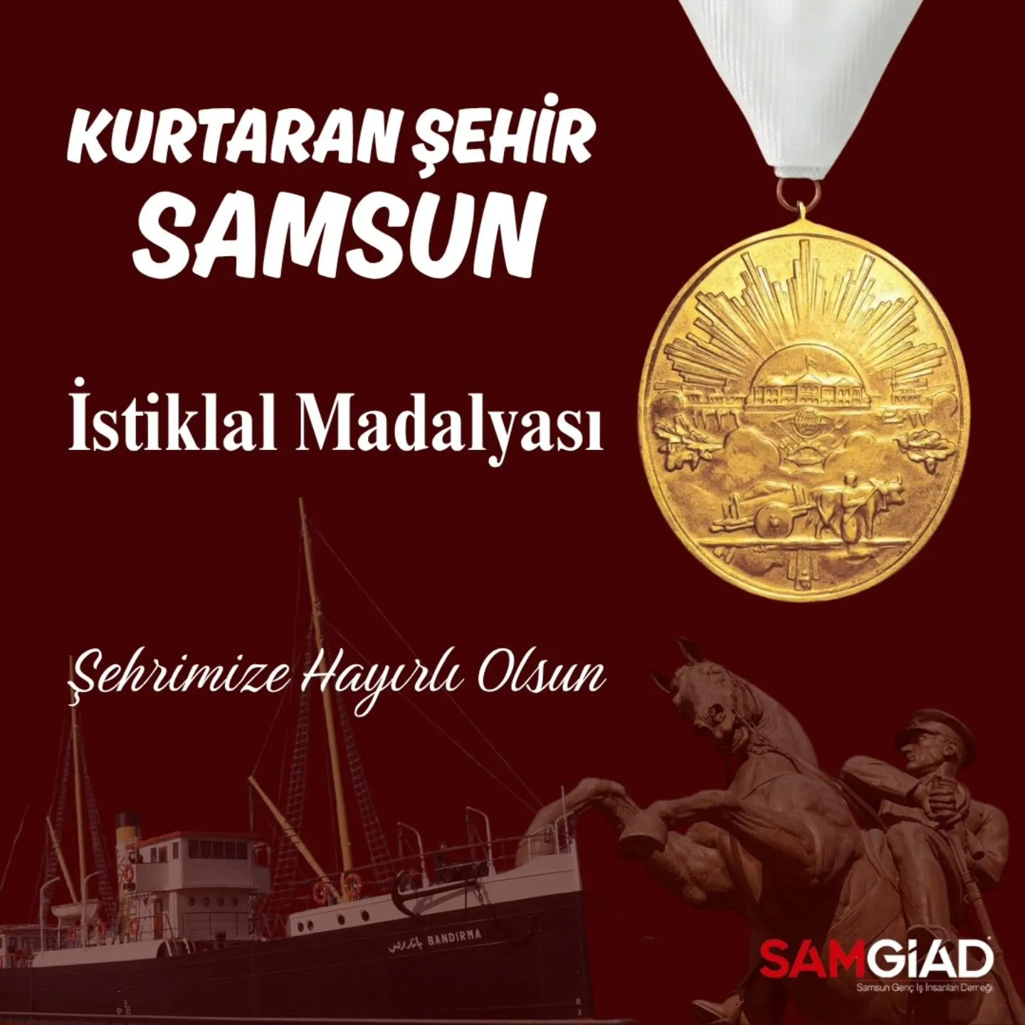 19 Mayıs şehir Samsun'umuz, 101 yıl sonra İstiklal Madalyası'na kavuştu.
